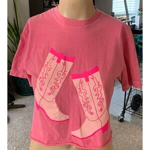 Women's Kickin' Boots pink cropped top sz Small